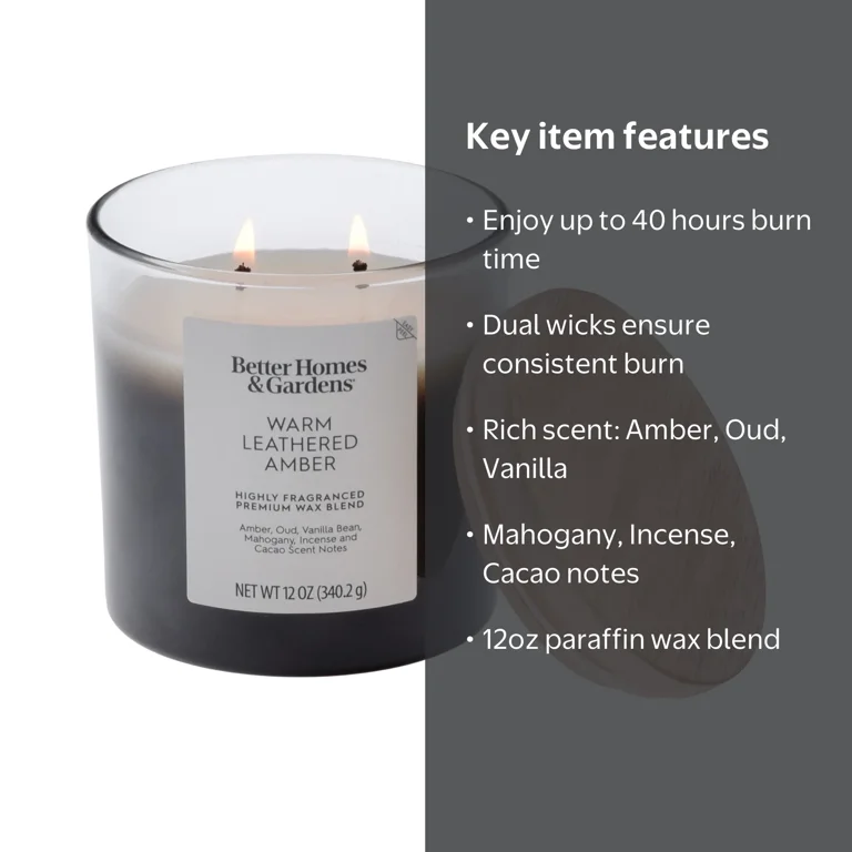 better homes and gardens tobacco leaf candle & Fine Fragrance Collection, & Vanilla Scented 2-Wick Jar 16 oz * PREMIUM SCENTS Better Homes and Gardens Tobacco