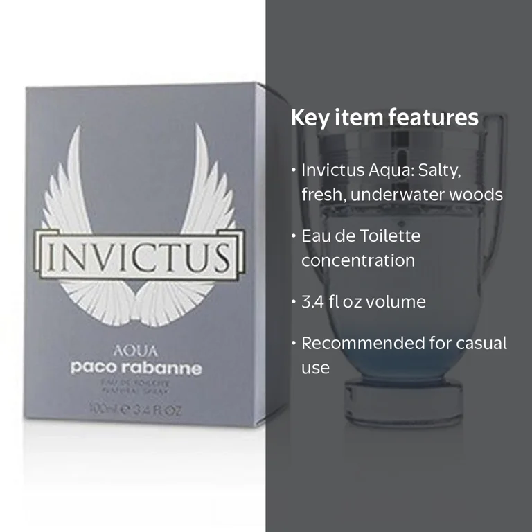 Paco Rabanne Invictus Aqua Eau de Toilette, Cologne for Men, 3.4