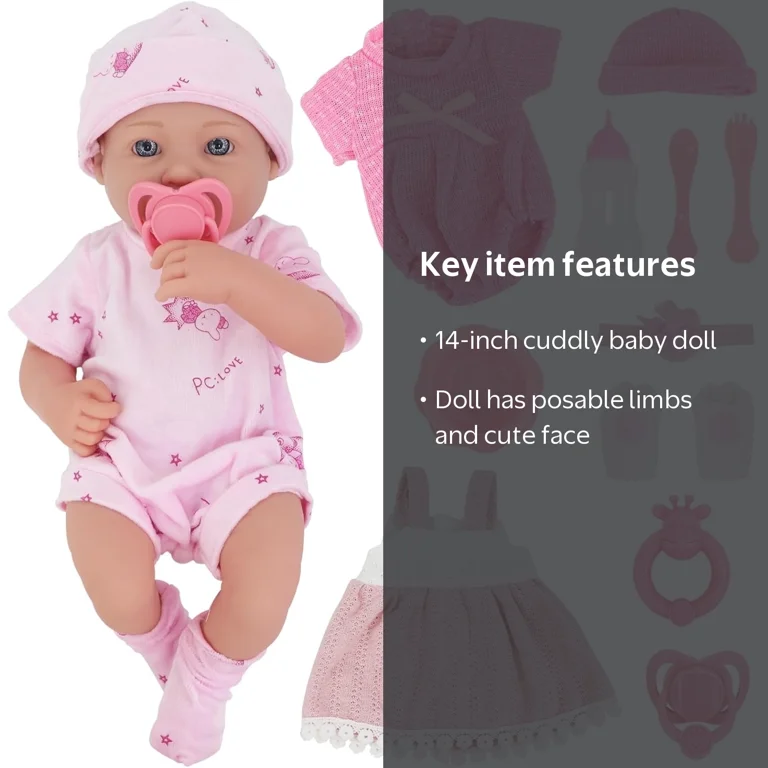 ZITA ELEMENT 14 Inch Baby Doll With Doll Clothes Accessories Set