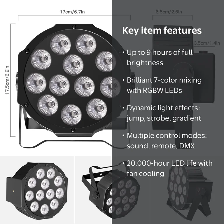 Rechargeable Par Lights RGBW 4-in-1 LED Uplights Battery Powered