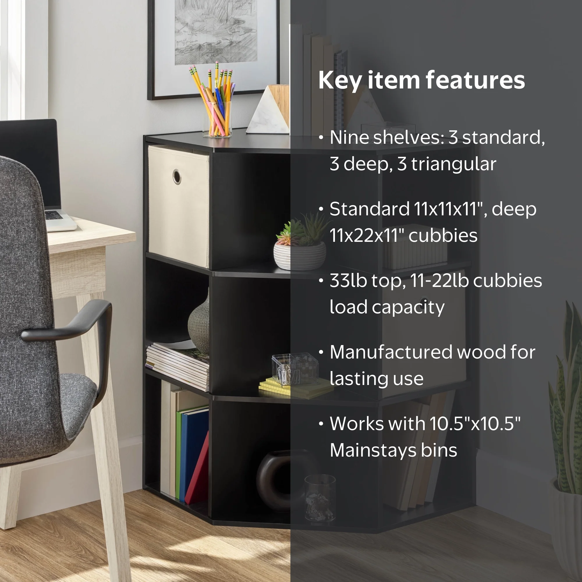 Mainstays Corner Cube Storage Organizer, Black - Walmart.com