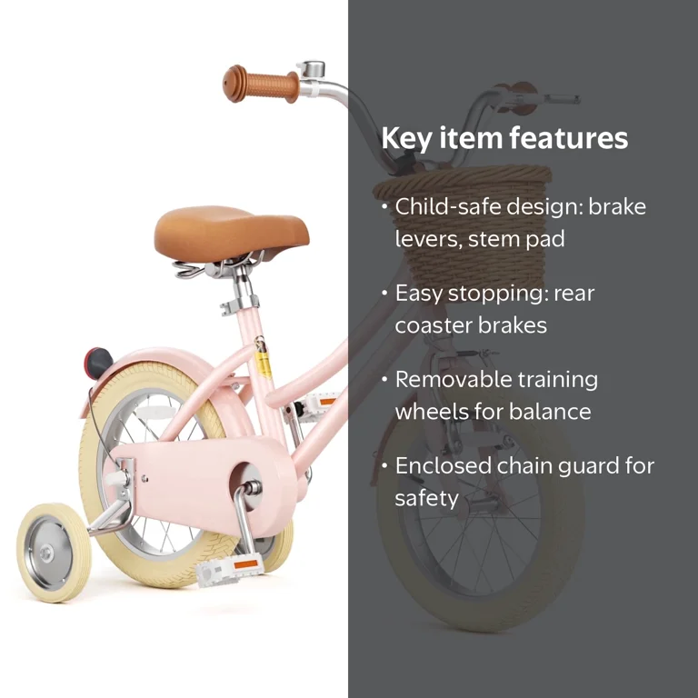 XJD キッズバイク 12インチ XJD, Girls Bike, 12 Inch, Pink with Basket and Bell - Walmart.com