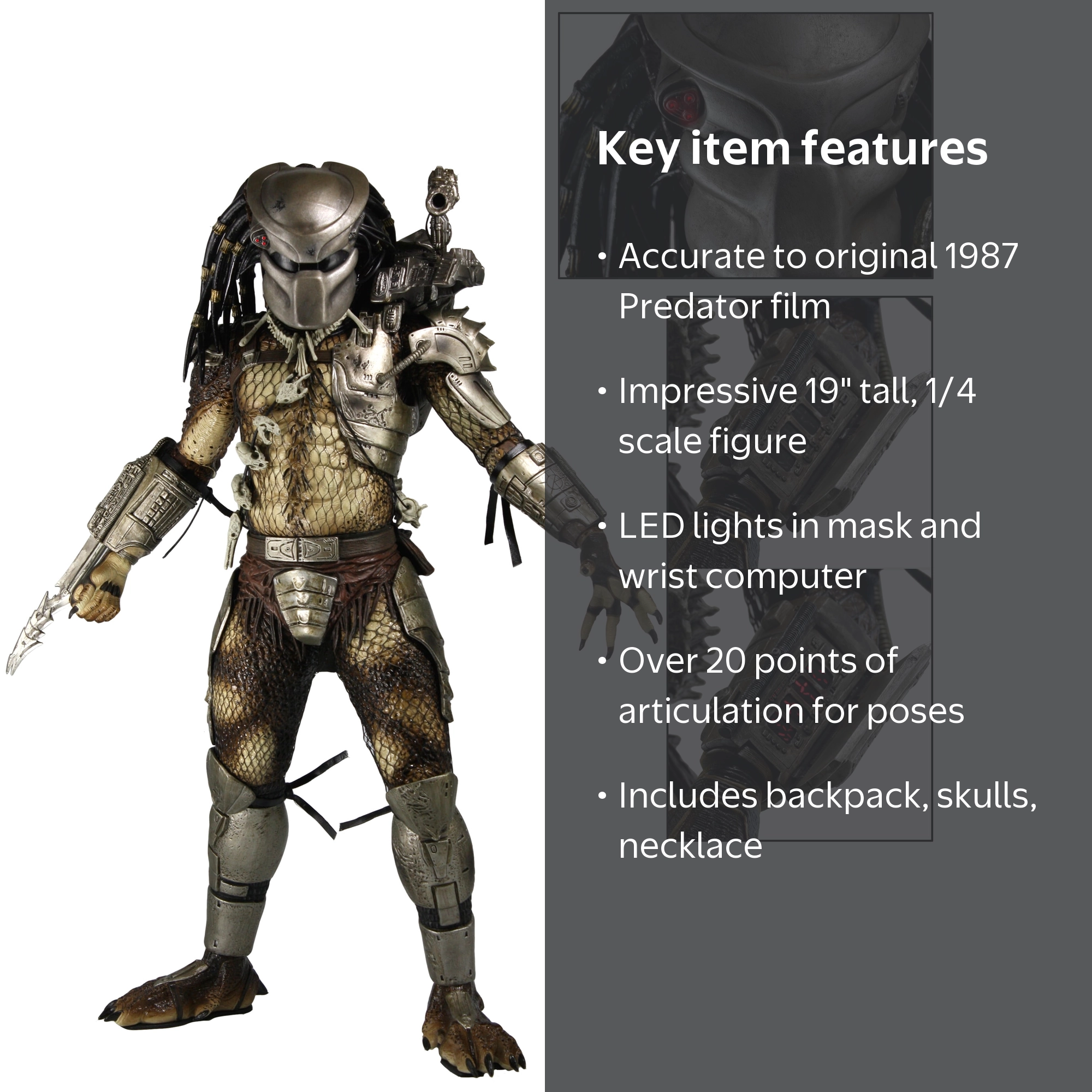 Predator フィギュア neca 可動良好 NECA, Predator, Jungle Hunter Predator with LED Lights, ¼ Scale
