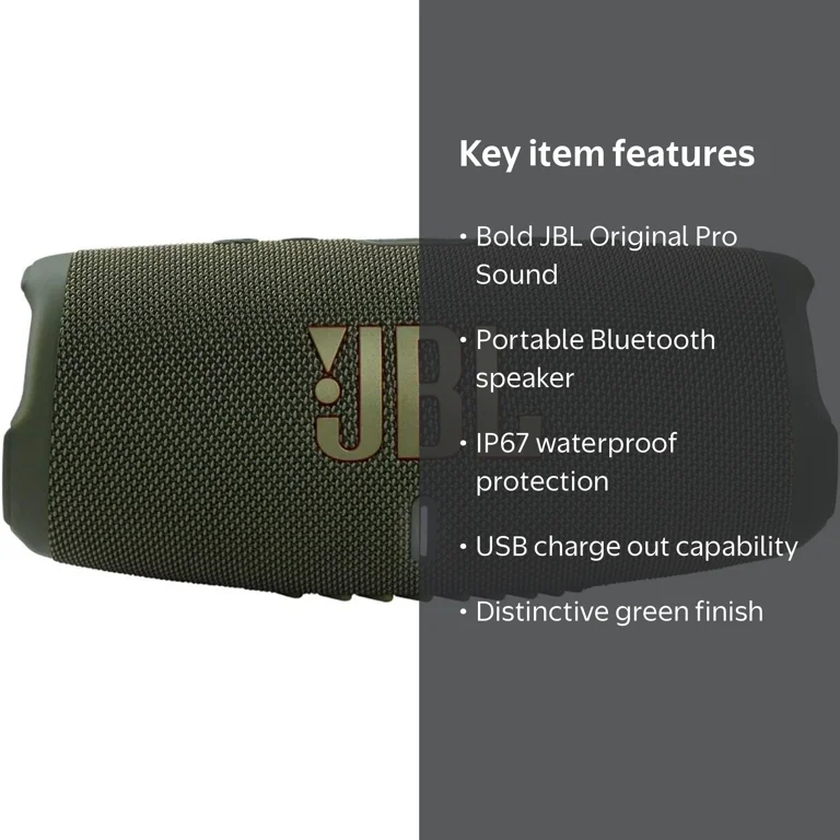 JBL Portable Bluetooth Waterproof Speaker Green with Up to 20