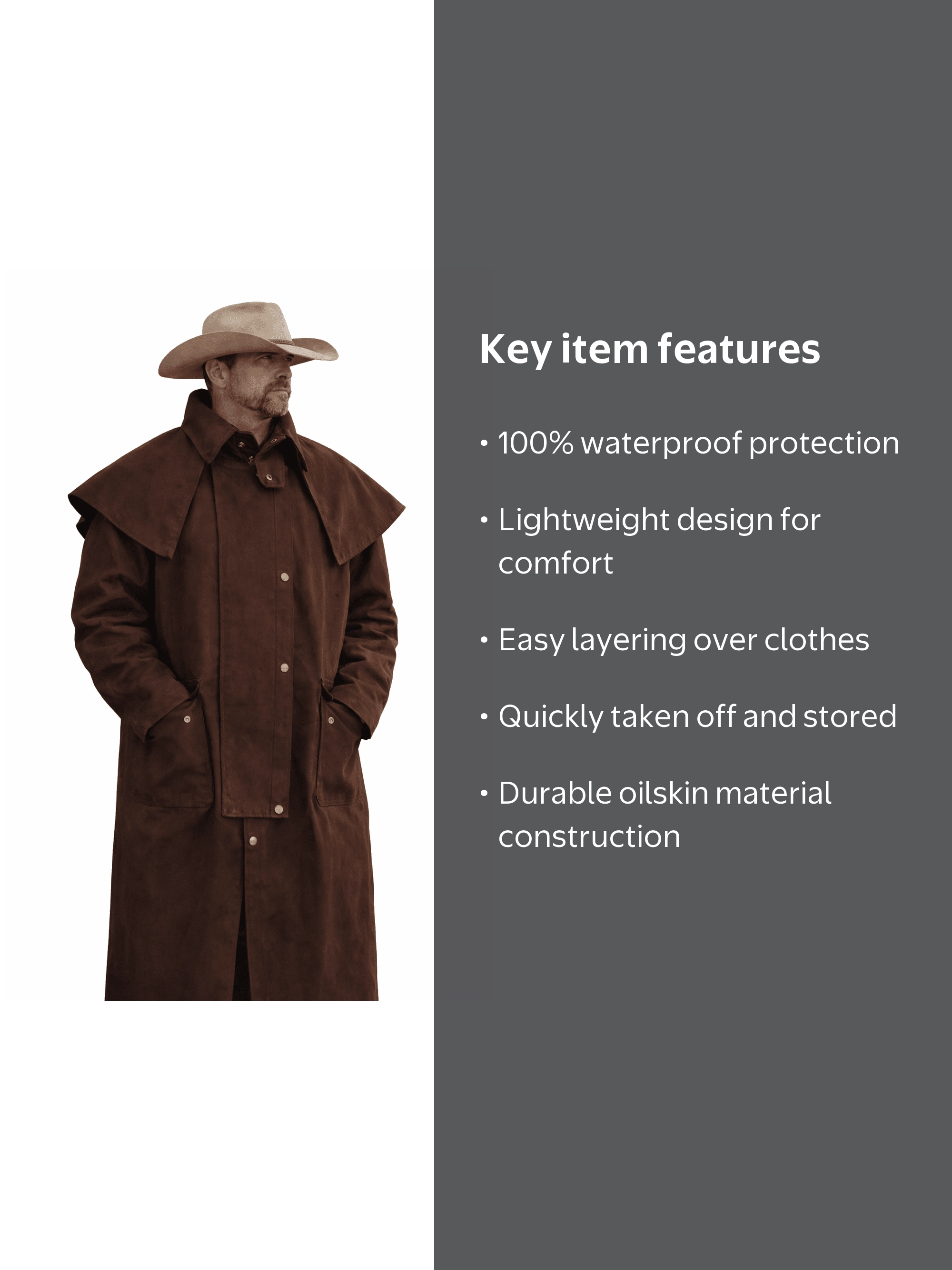 4XL Mens Oilskin Western Australian Waterproof Duster Coat Jacket