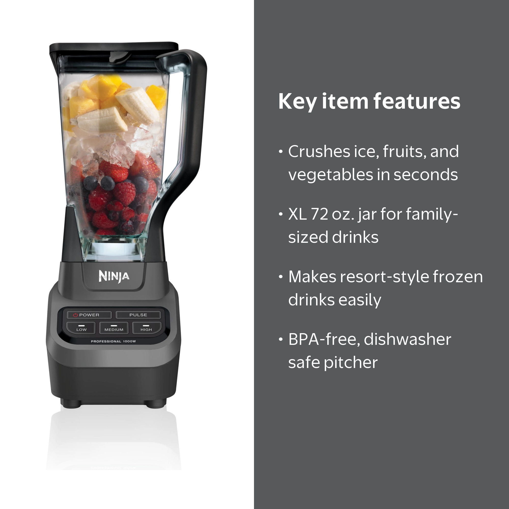 Ninja, Professional Blender, BL610, 1000W, Black, 72 oz pitcher