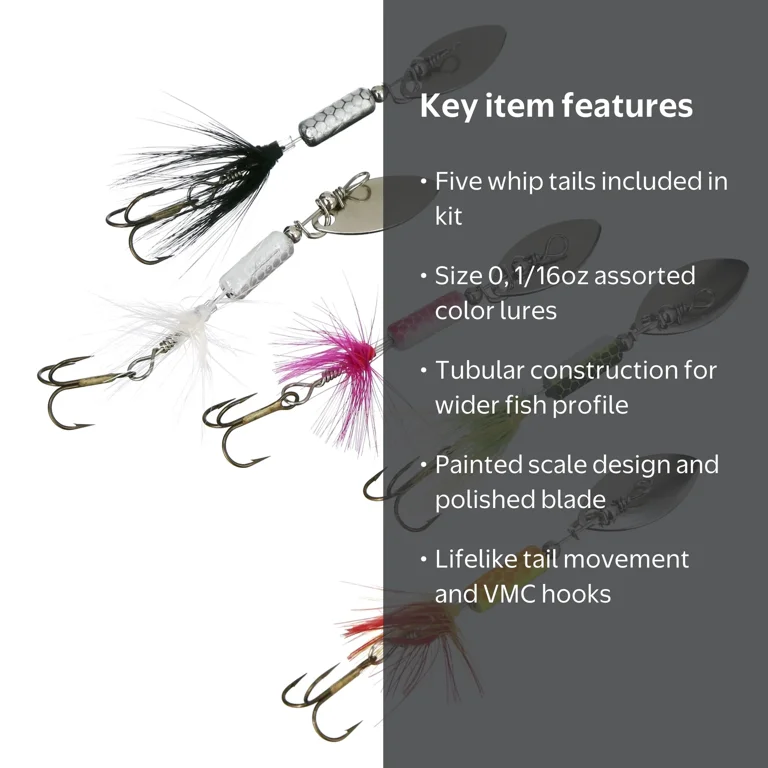 Blue Fox Whiptail Spinner Kit, Size 0, Assorted Colors, 1/16oz