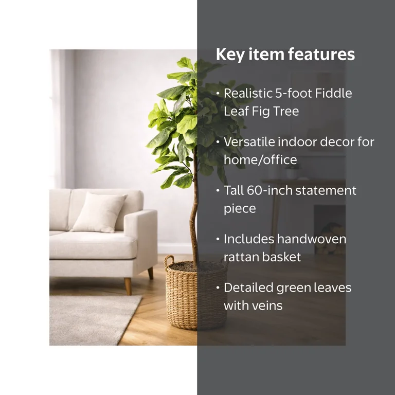 Free Shipping! LCG Florals 60in Artificial Fiddle Leaf Fig Tree in