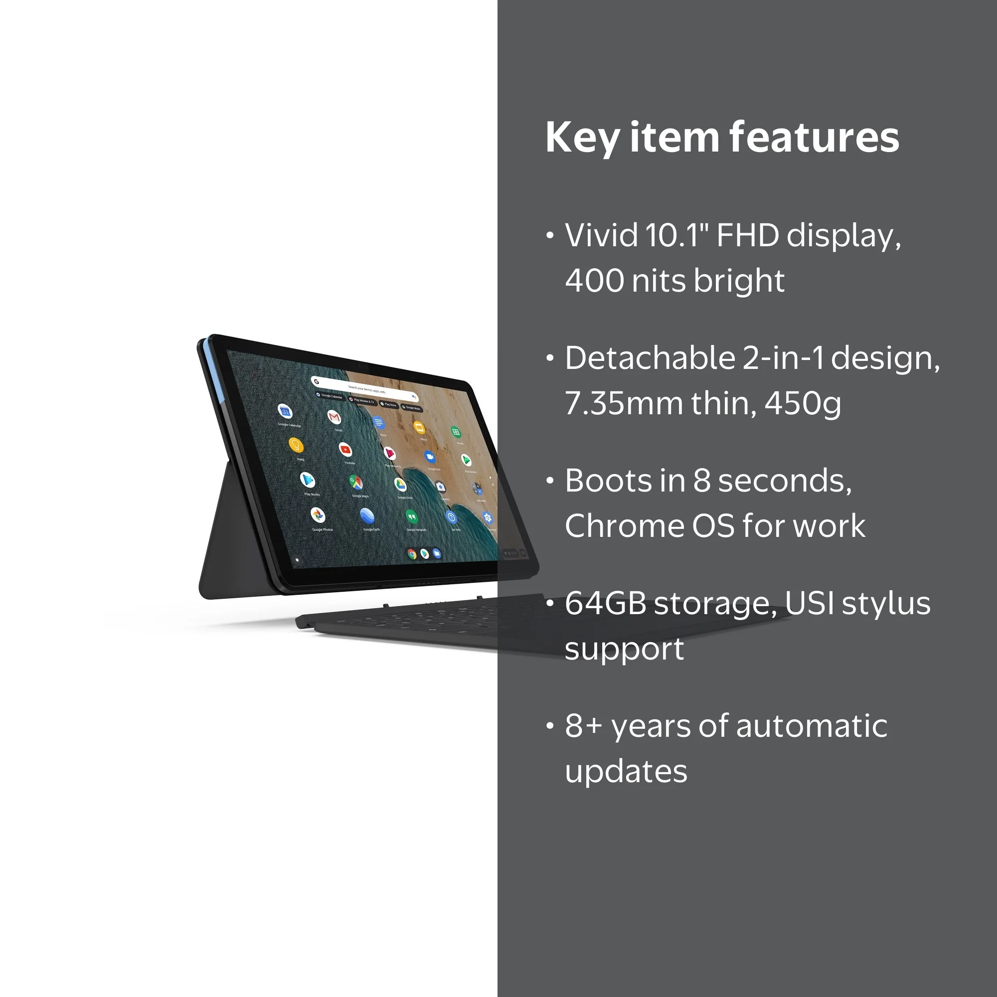 Lenovo Chromebook Duet - Detachable Keyboard, 10.1