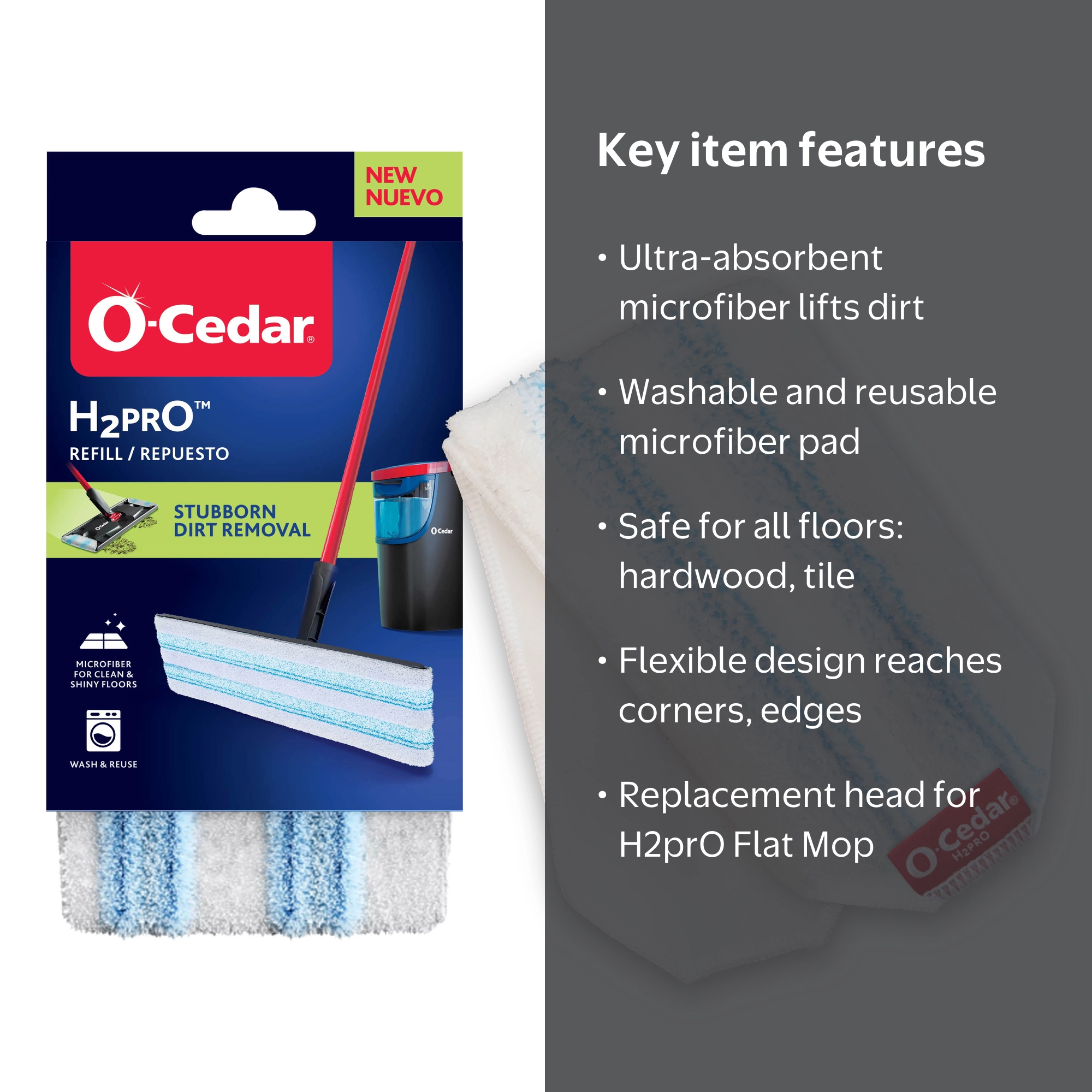 O-Cedar H2prO Microfiber Flat Mop Head Replacement Machine
