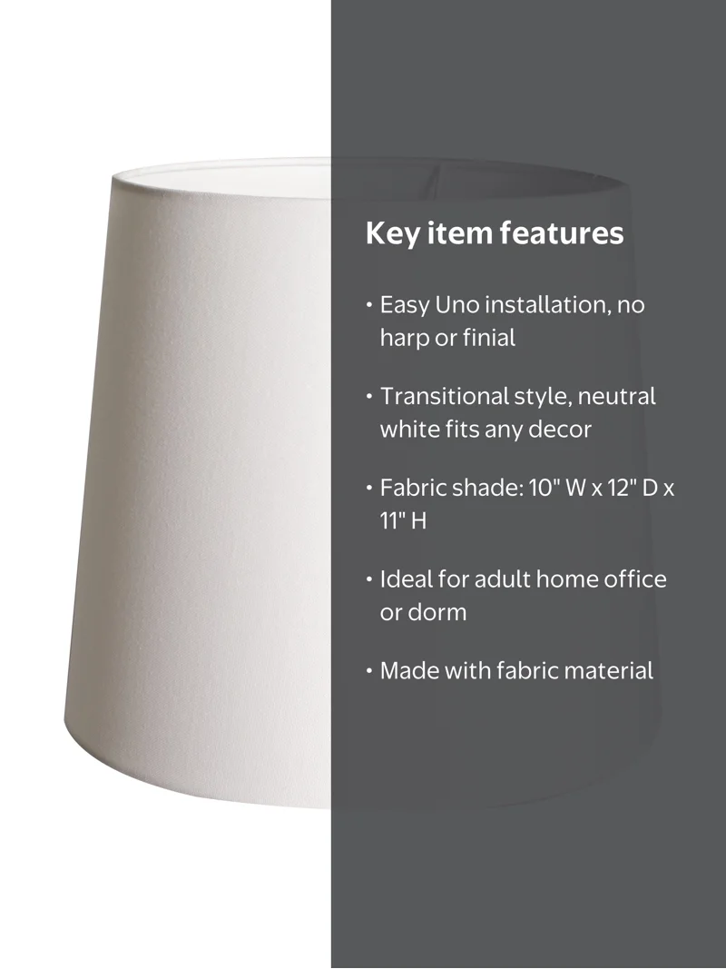 Simplee Adesso White Fabric Uno Lamp Shade, 11