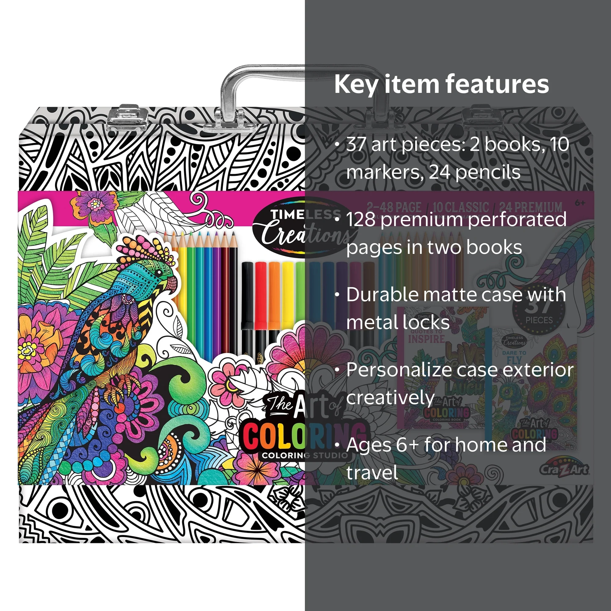 Cra-Z-Art Coloring Studio Case, 37-Piece Art Kit for Travel
