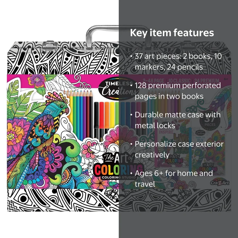 Cra-Z-Art Coloring Studio Case, 37-Piece Art Kit for Travel