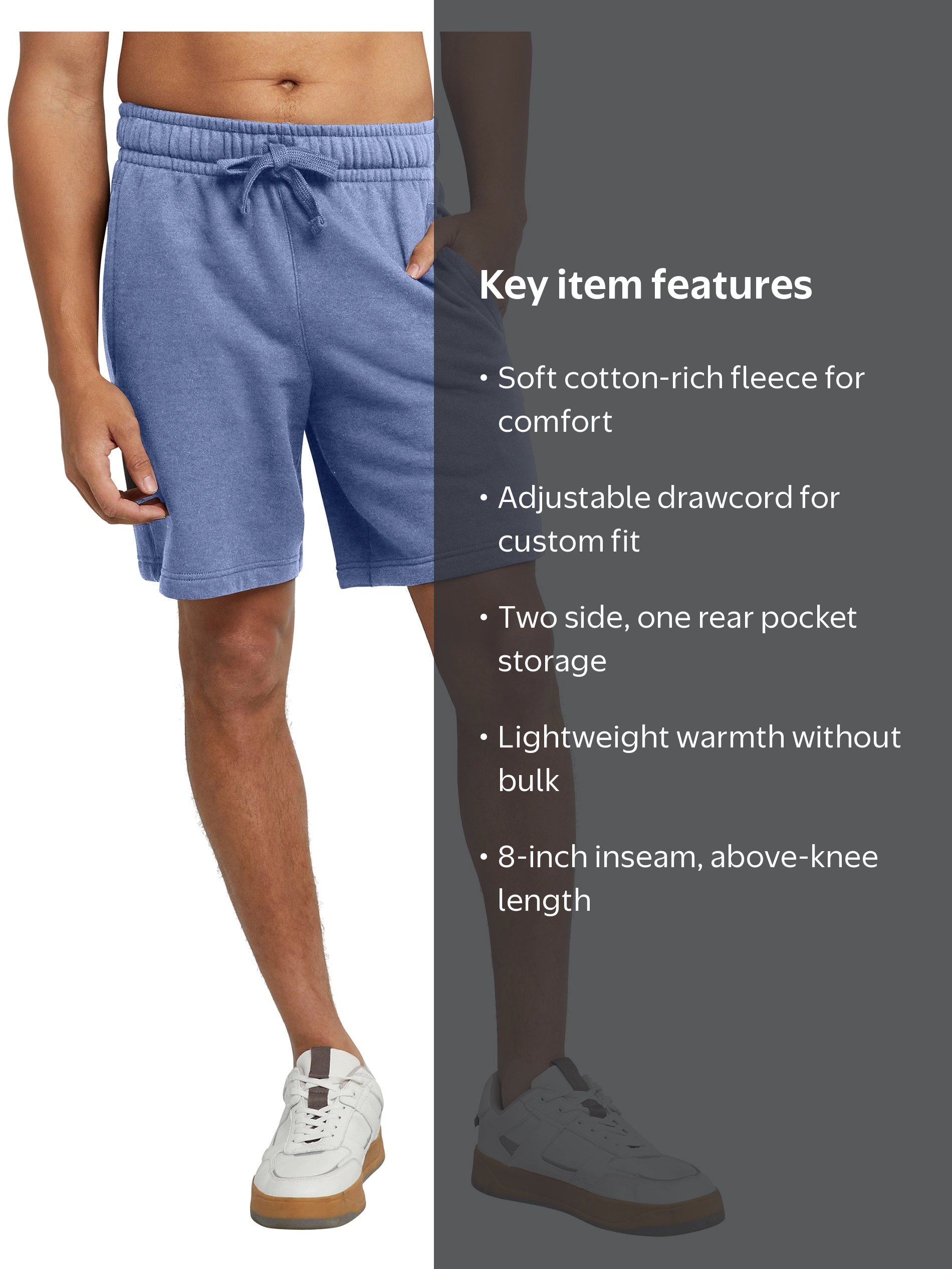 Hanes Men's Gym Fleece Sweat Shorts with Pockets, Midweight Soft