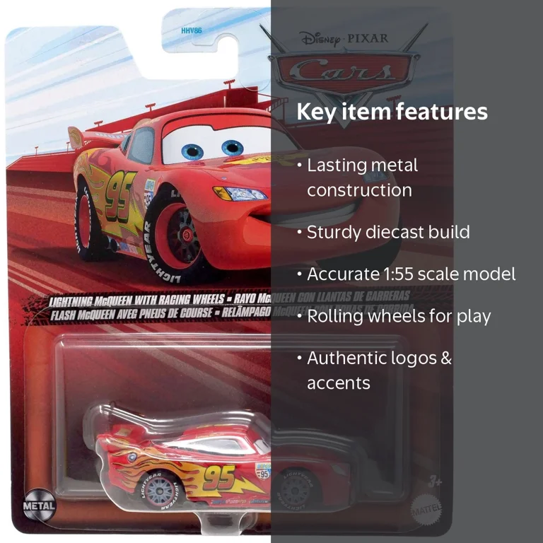 Disney / Pixar Metal Lightning McQueen with Racing Wheel Diecast