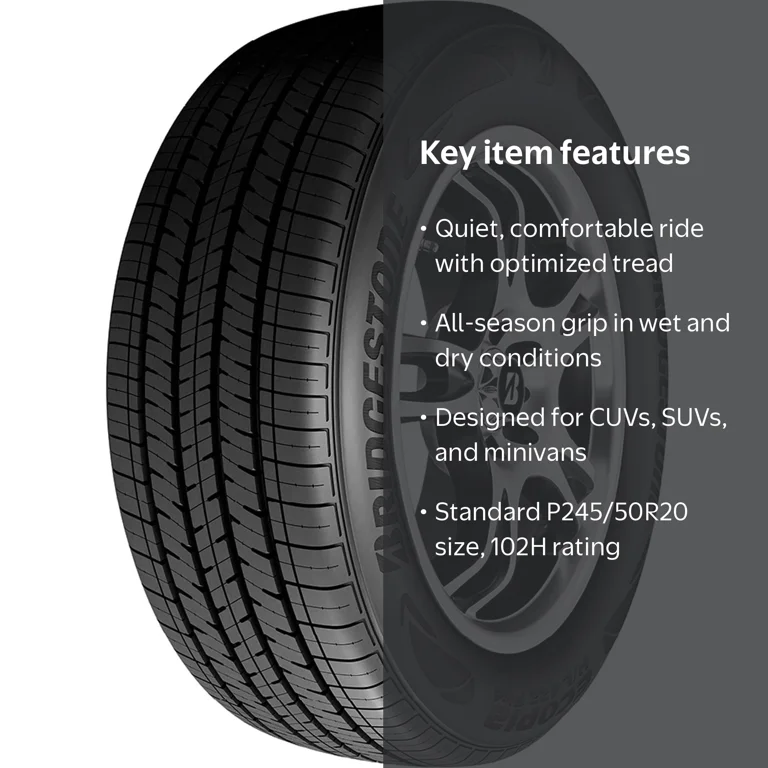 Bridgestone, All-Season Tire, P245/50R20 102H, Black Sidewall