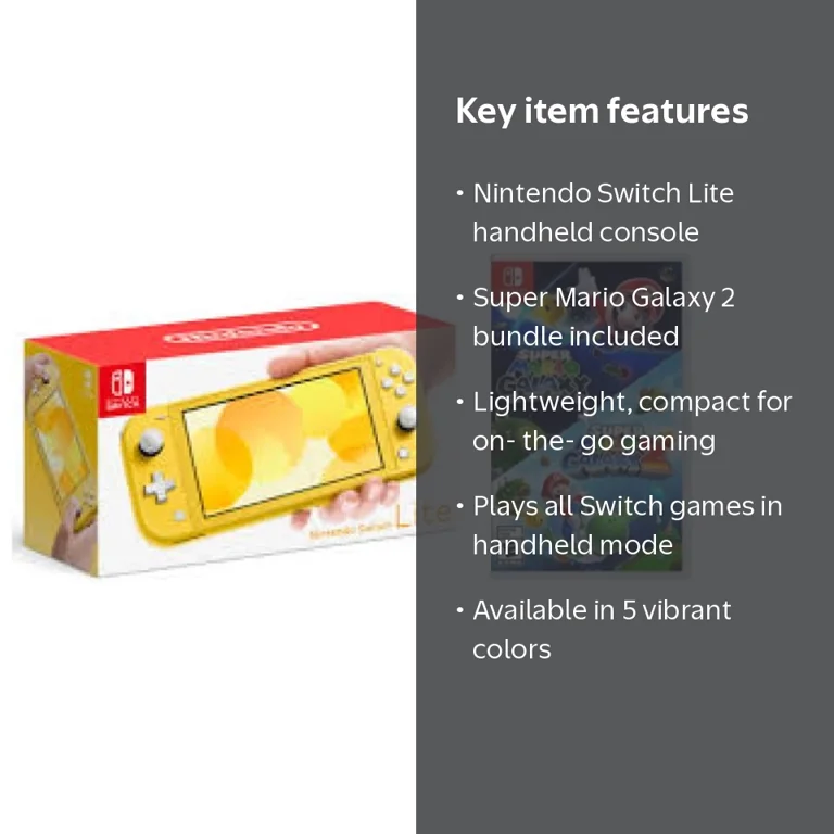 Nintendo Switch Lite Yellow Gaming Console with Super Mario Galaxy