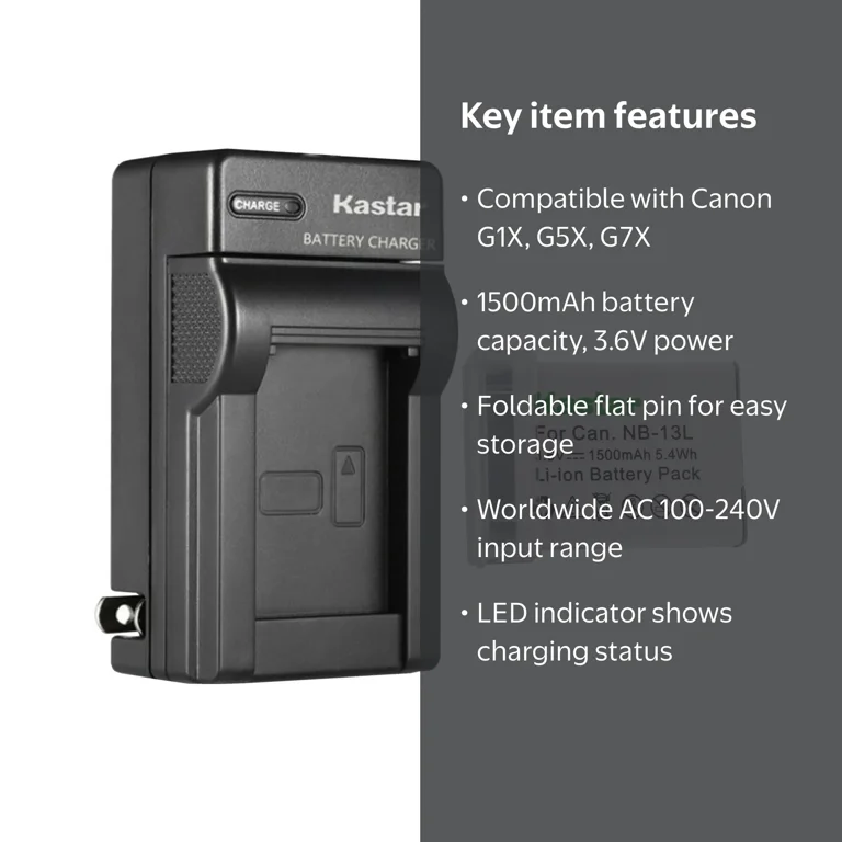 Kastar 1-Pack Rechargeable Lithium-Ion Battery + AC Wall Charger