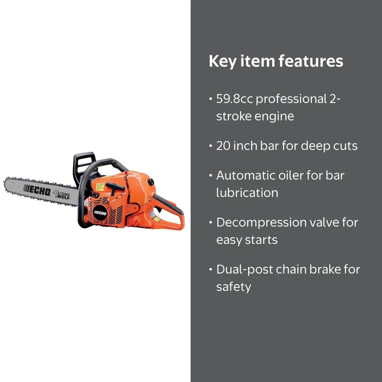 ECHO, Chainsaw, CS-590-20, 59.8cc 20in. Gas Rear Handle Timber
