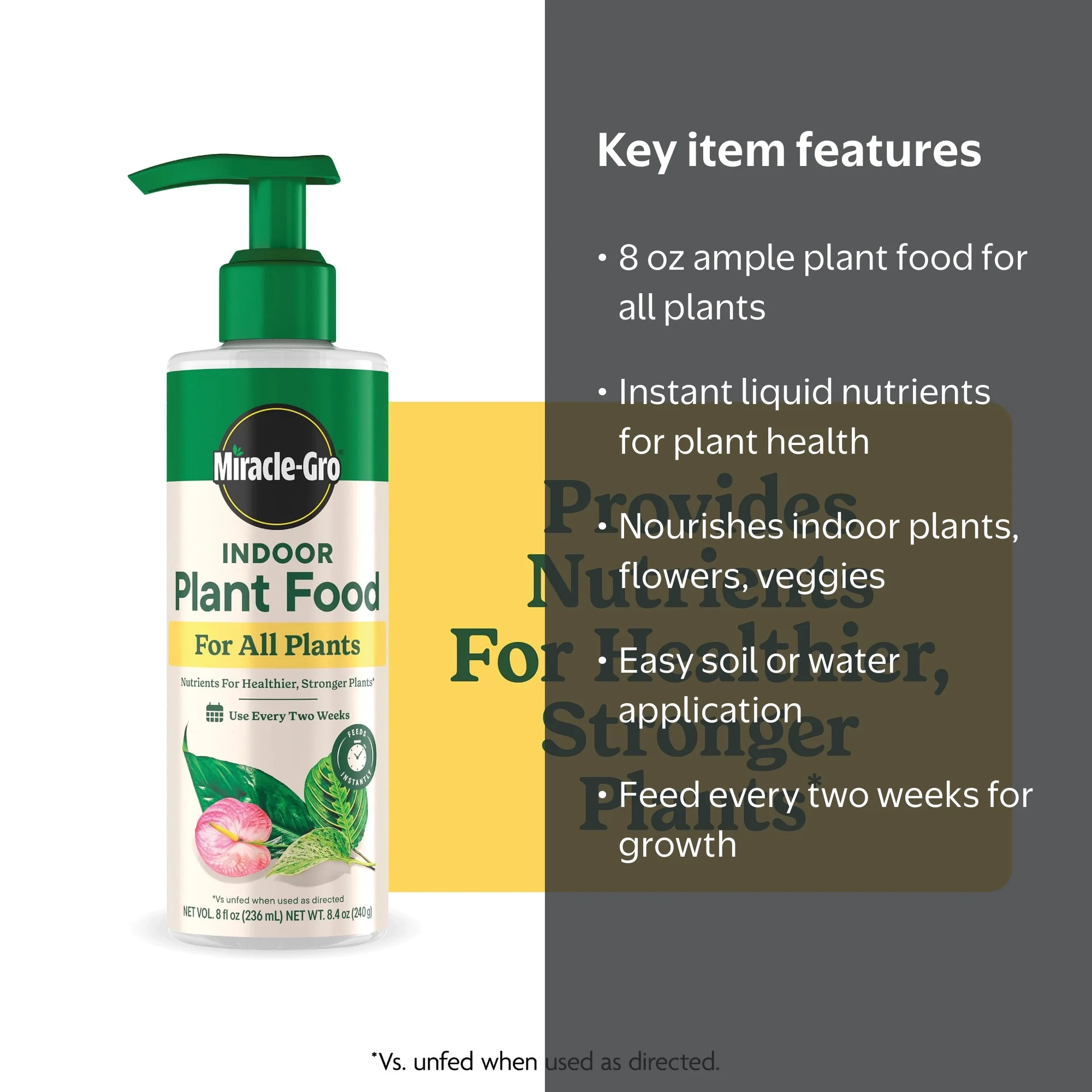 Miracle-Gro Indoor Plant Food for All Plants, Liquid Plant Food, 8 fl. oz.