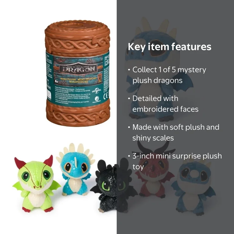 How to Train Your Dragon, Mini Surprise Plush Toy, 3-inch, Styles
