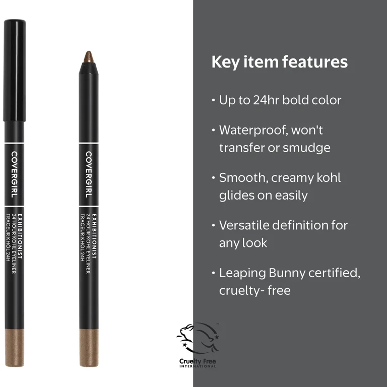 COVERGIRL, Exhibitionist 24HR Kohl Eyeliner, EYEGL01, Black