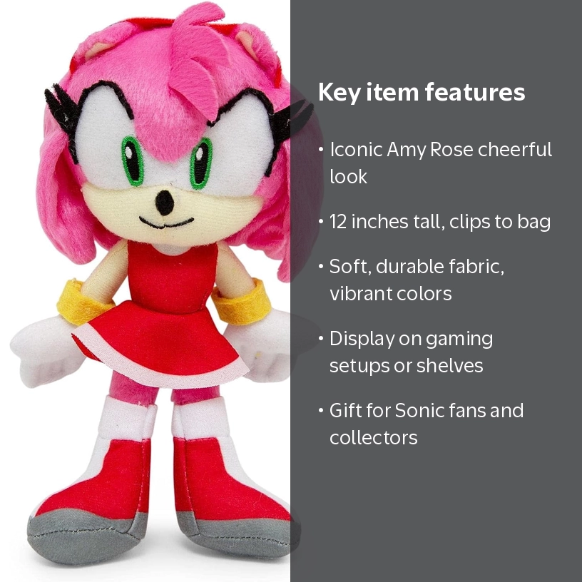 Sonic The Hedgehog Amy Rose Plush Doll with Key Chain - Stuffed