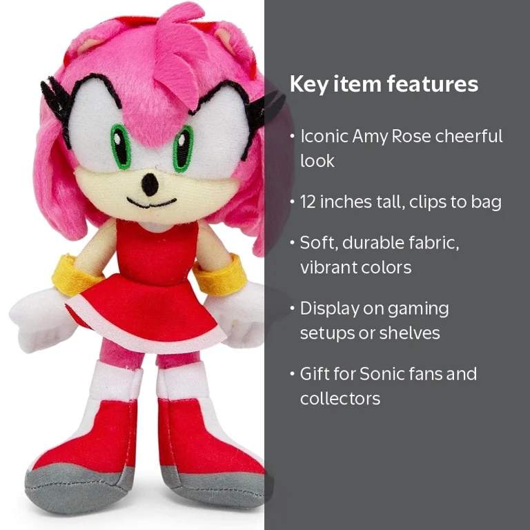 Sonic The Hedgehog Amy Rose Plush Doll with Key Chain - Stuffed