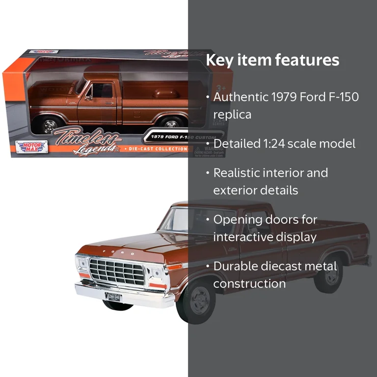 Motormax 1979 Ford F-150 Brown Pickup Truck 1/24 Diecast