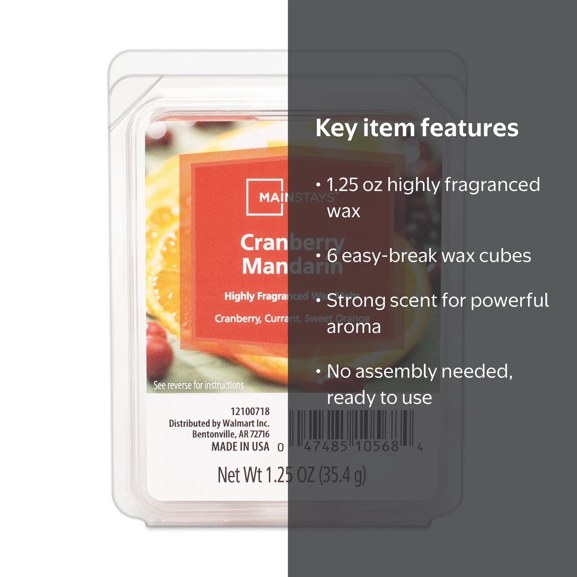 クリーミー　マダラ＆ハシラマ Mainstays Cranberry Mandarin Scented Wax Melts 1.25 oz with