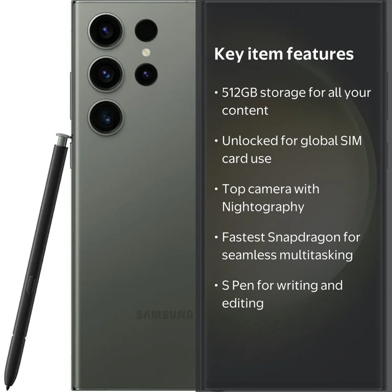 Restored Samsung Galaxy S23 Ultra Unlocked 512GB Green Good
