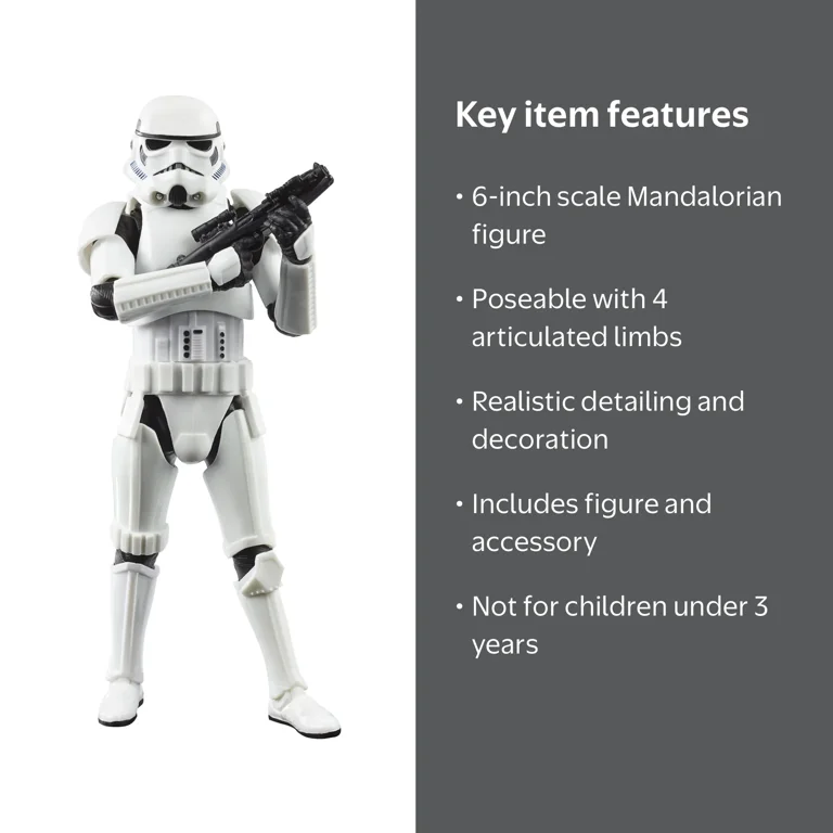 Star Wars Mandalorian Stormtrooper Action Figure, Collectible Toy