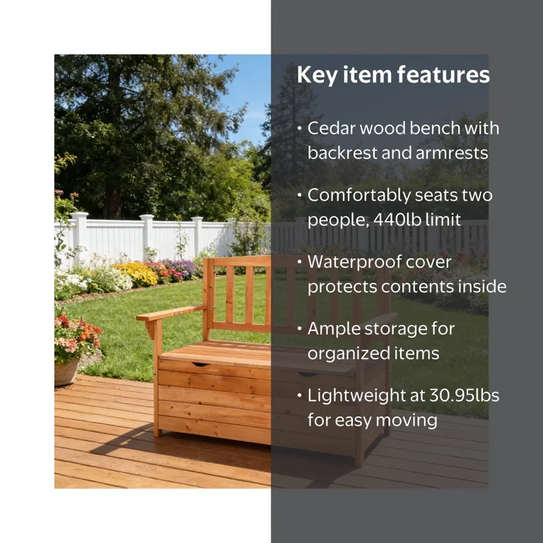 Zimtown Outdoor Storage Bench, Cedar, Waterproof Patio Furniture