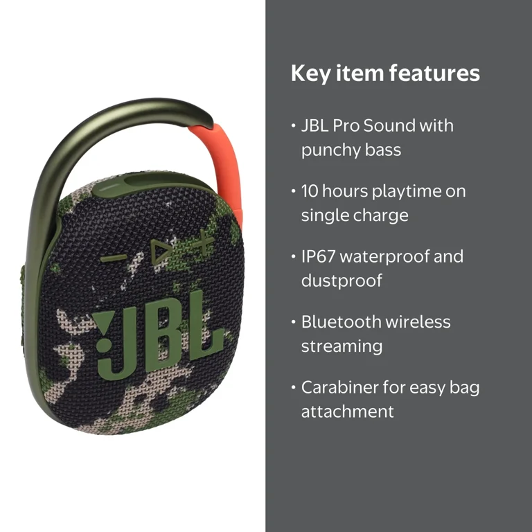 JBL Clip 4 - Ultra-portable Waterproof Speaker - Squad - Walmart.com