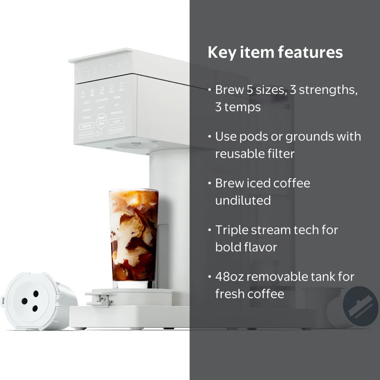 Chefman, Caffeinator Single Serve Coffee Maker, 48 oz Reservoir