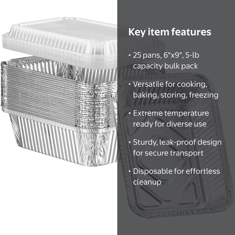 GUSTO, Aluminum foil pans with lids, 6x9 inches, 25-pack - Walmart.com