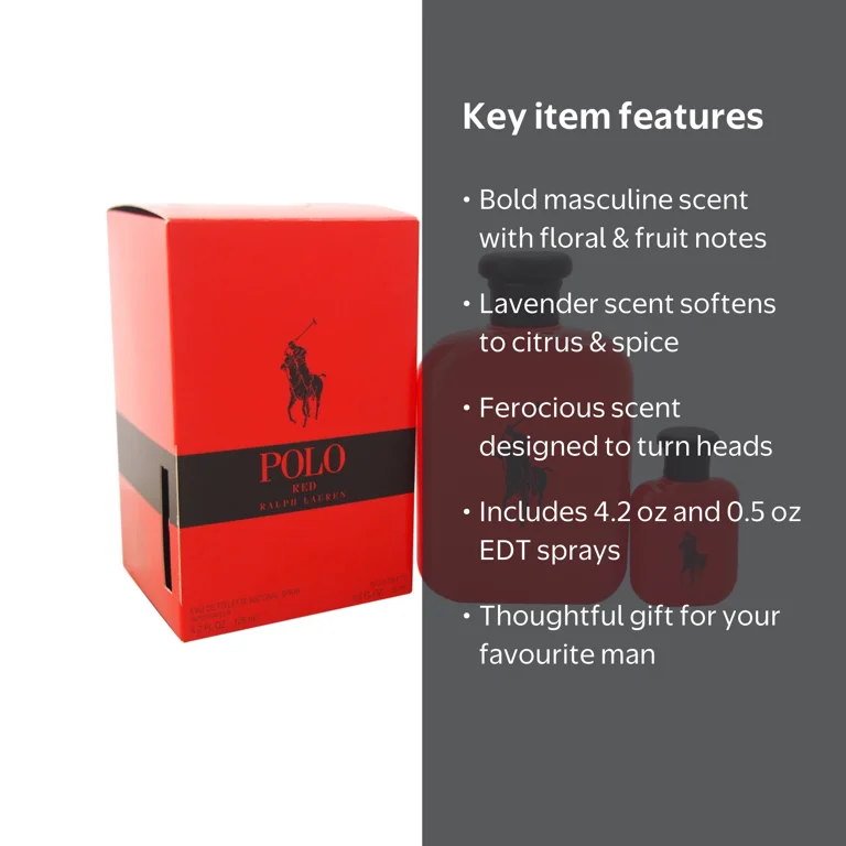 ラルフローレン ローレン 2本セット 118ml 59ml Ralph Lauren Polo Red Perfume Gift Set for Men, 2 Piece Mini Set