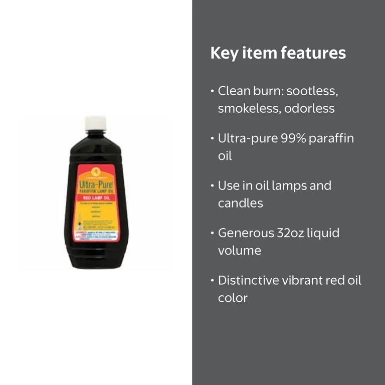 Lamplight Farms, Lamp Oil, 32 Oz, Ultra-Pure Red, Sootless