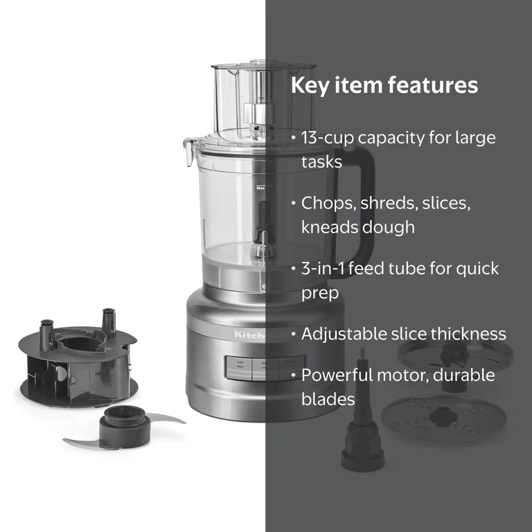 KitchenAid, Food Processor, 13 Cup, Contour Silver - Walmart.com
