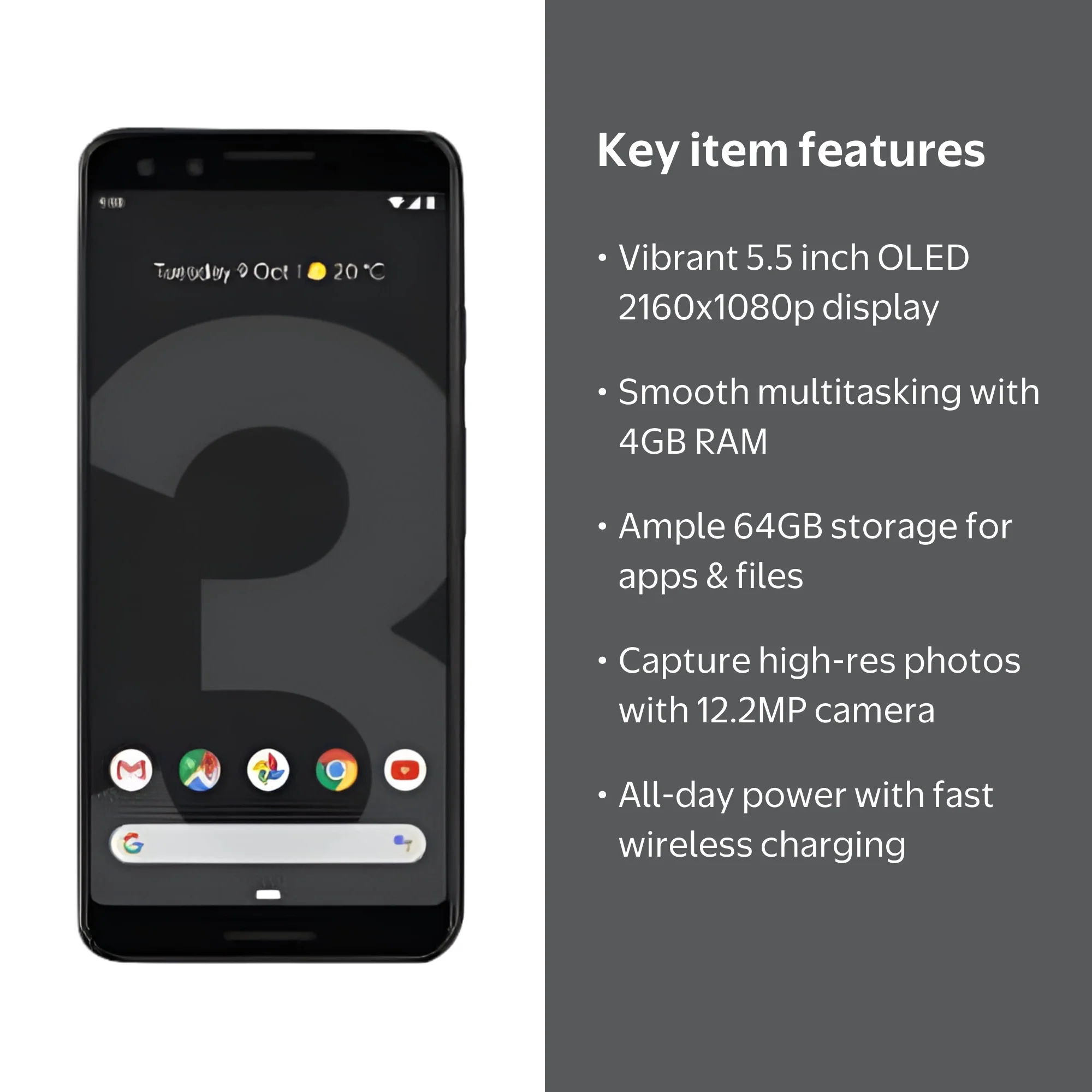 Google Pixel 3 - 4G smartphone - RAM 4 GB / Internal Memory 64 GB