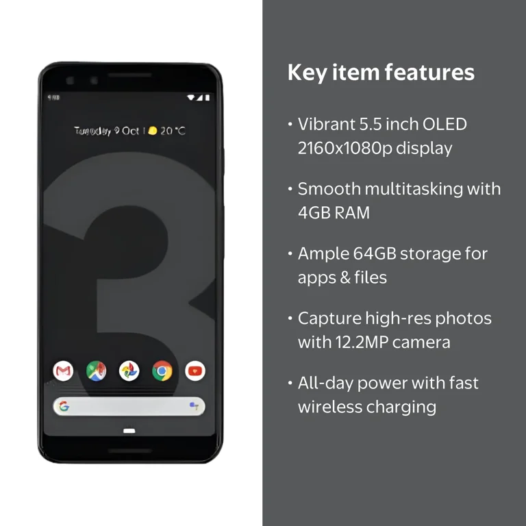 Google Pixel 3 - 4G smartphone - RAM 4 GB / Internal Memory 64 GB