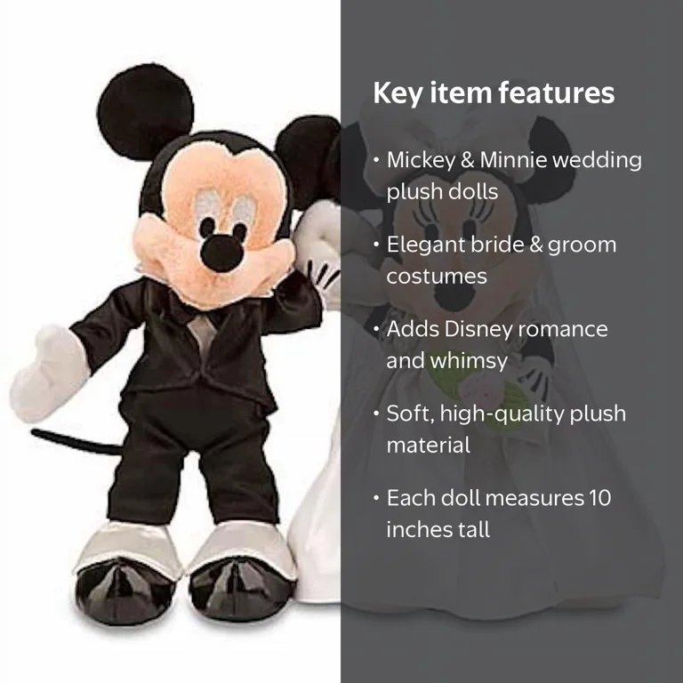New Disney Parks Mickey & Minnie Bride & Groom Wedding Plush Doll