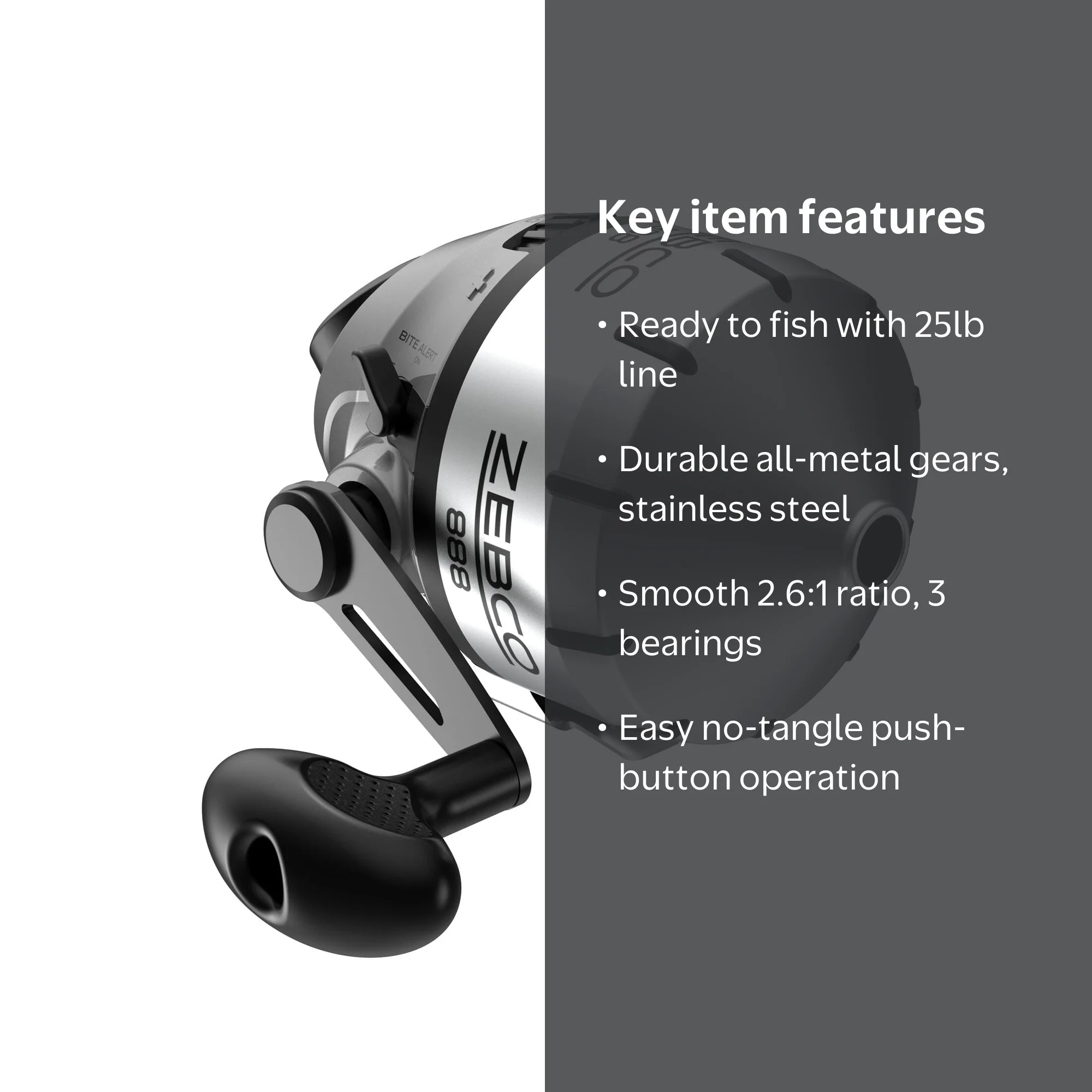 Zebco, Spincast Fishing Reel, Size 80, Heavy Duty, Silver