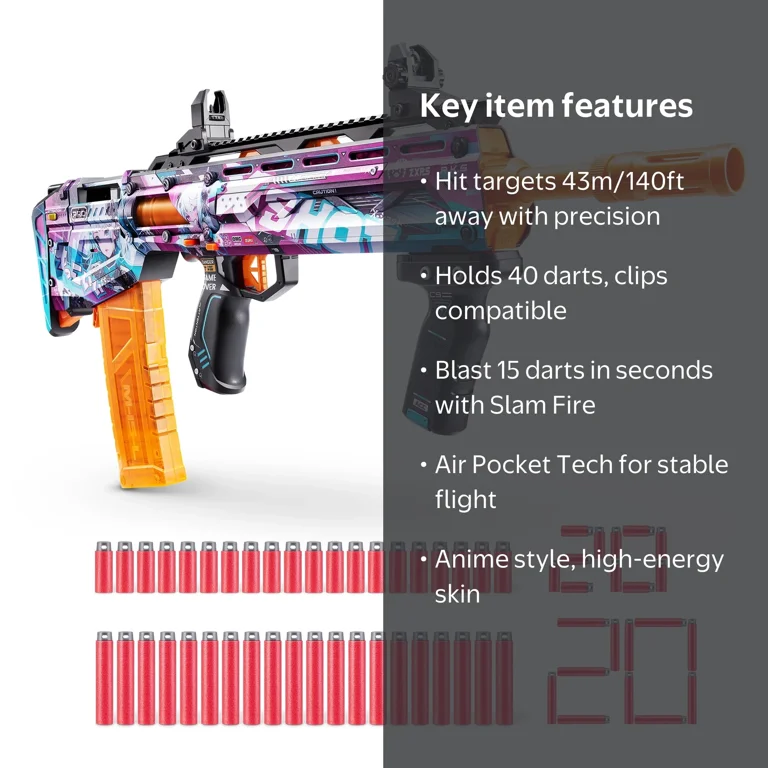XSHOT SKINS Pro Series 1 Anime Long Shot Blaster, 40 Darts