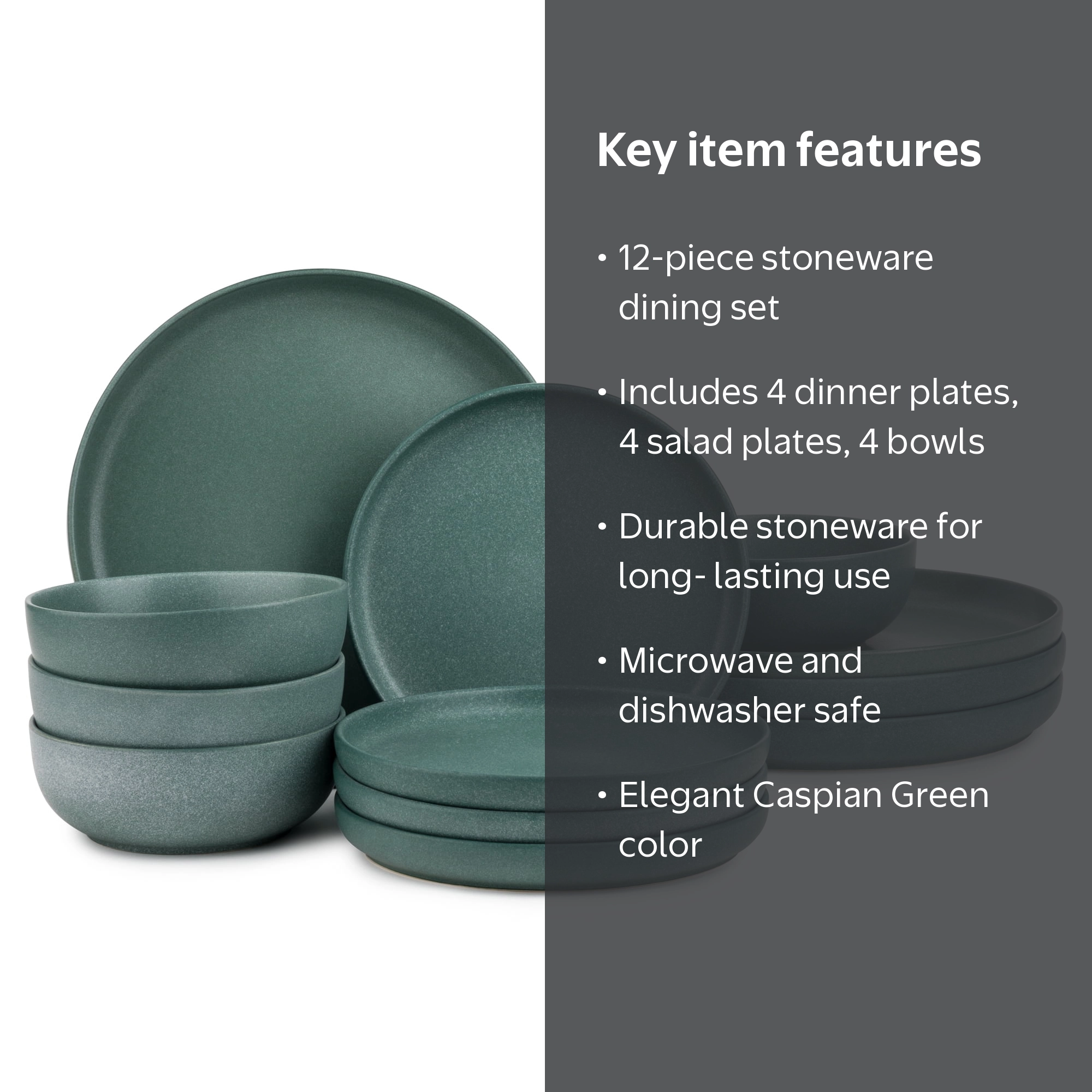 Free Shipping! Thyme & Table Caspian Green 12-Piece Ceramic