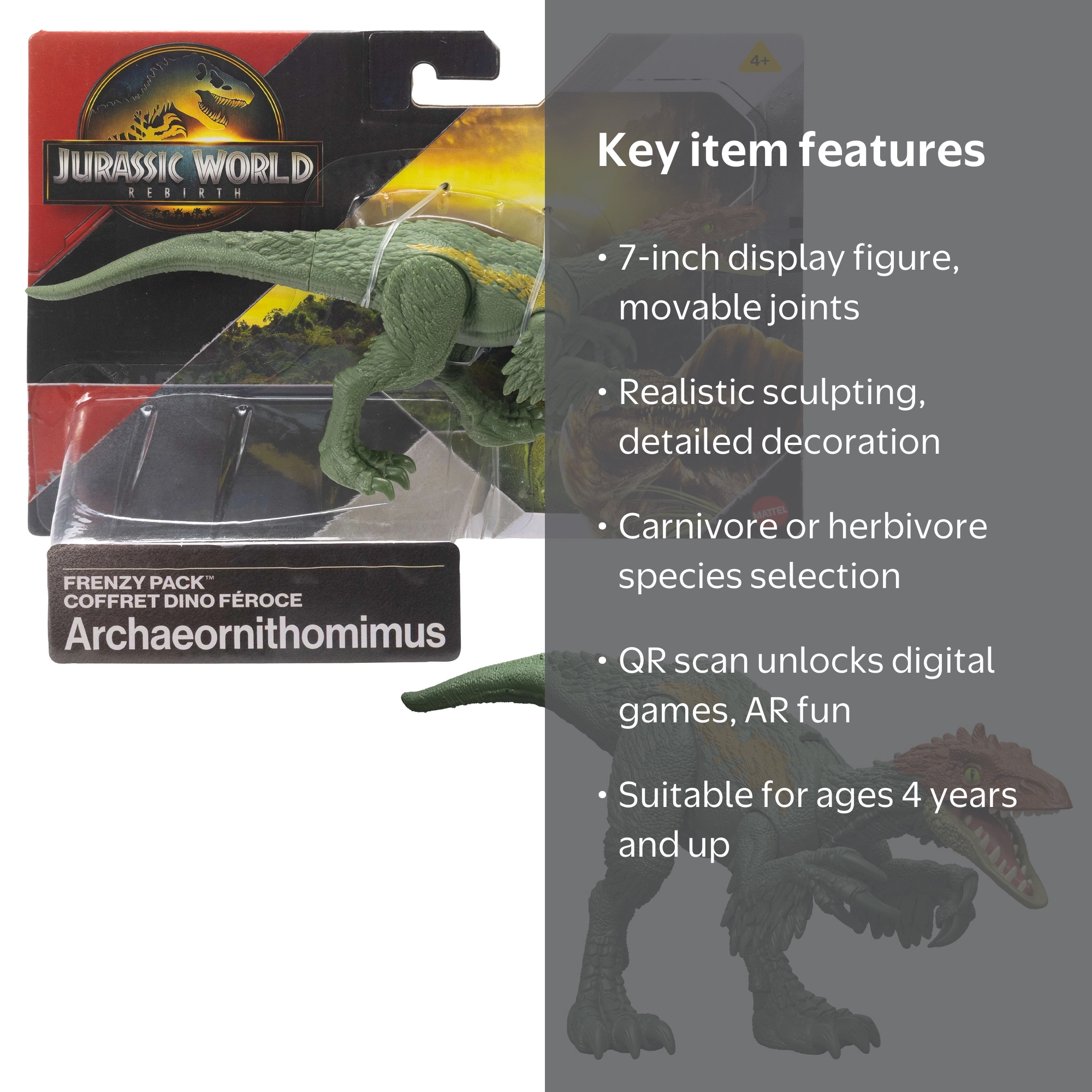 Jurassic World Rebirth Frenzy Pack Archaeornithomimus Dinosaur