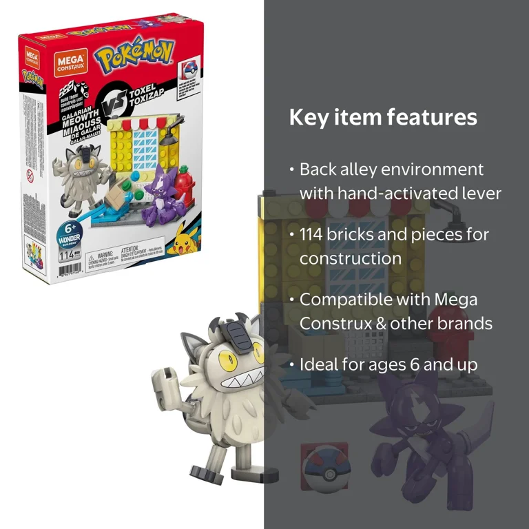 MEGA Pokemon Toxel Vs. Galarian Meowth Building Toy - Walmart.com
