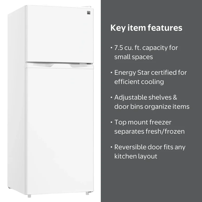 Kenmore 7.5 Cu Ft Top Mount Refrigerator with Freezer, Dual Door