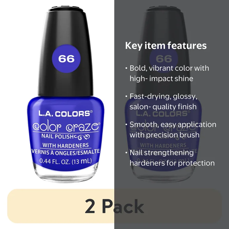 2 pack) L.A. Colors Color Craze Nail Polish, Voyager, 0.44 fl oz