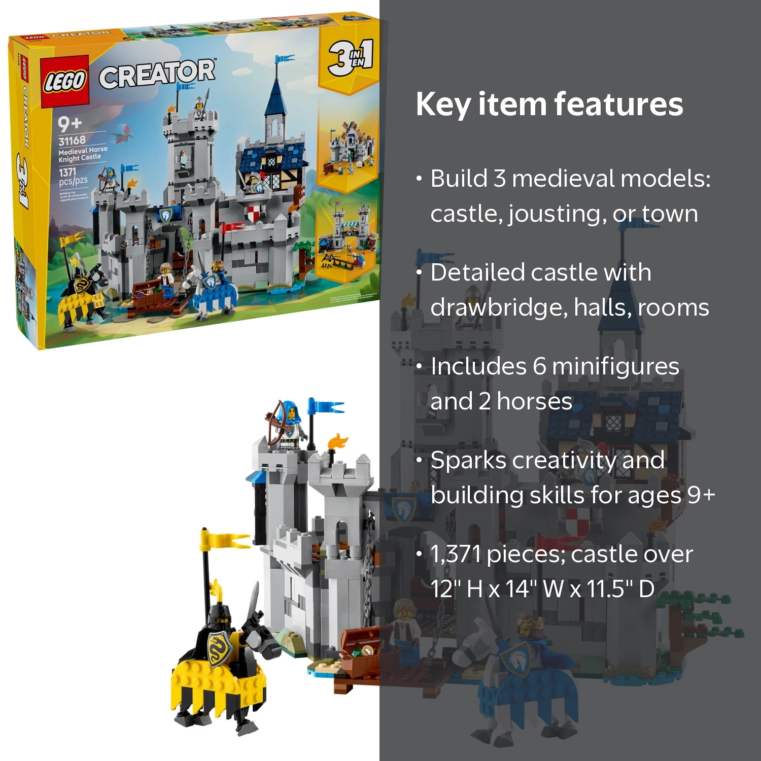 LEGO, Medieval Horse Knight Castle, 31168, 1371 Pieces - Walmart.com